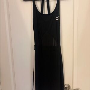 Puma Women's Black with white side stripe w/puma logo Crisscross Backless Dress